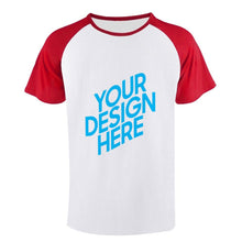 Charger l'image dans la galerie, T-shirt tee shirt Raglan à manches courtes en coton pour homme personnalisé avec photo texte