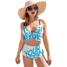Charger l'image dans la galerie, Bikini bustier push-up / maillot de bain taille haute sexy femme BK2066 personnalisé avec image logo motif texte