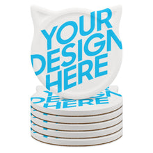 Charger l'image dans la galerie, Dessous de verre en céramique / Sous-verres en forme de chat 4/6 pièces personnalisé avec photo logo texte motif