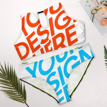 Charger l'image dans la galerie, Bikini halter neck deux pièces grande taille femme élégant BK2040 personnalisé avec photo motif logo texte (conception une image)