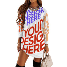 Charger l'image dans la galerie, Robe d'épissure à manches longues pour femmes F72Q tenue décontractée à la mode personnalisée avec prénom motif texte (conception multi-images)