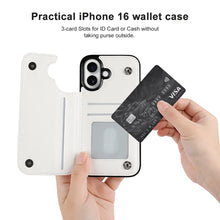 Charger l&#39;image dans la galerie, Étui de protection en cuir TPU pour iPhone 16 avec fonction support pour étui pliable personnalisée avec prénom motif texte
