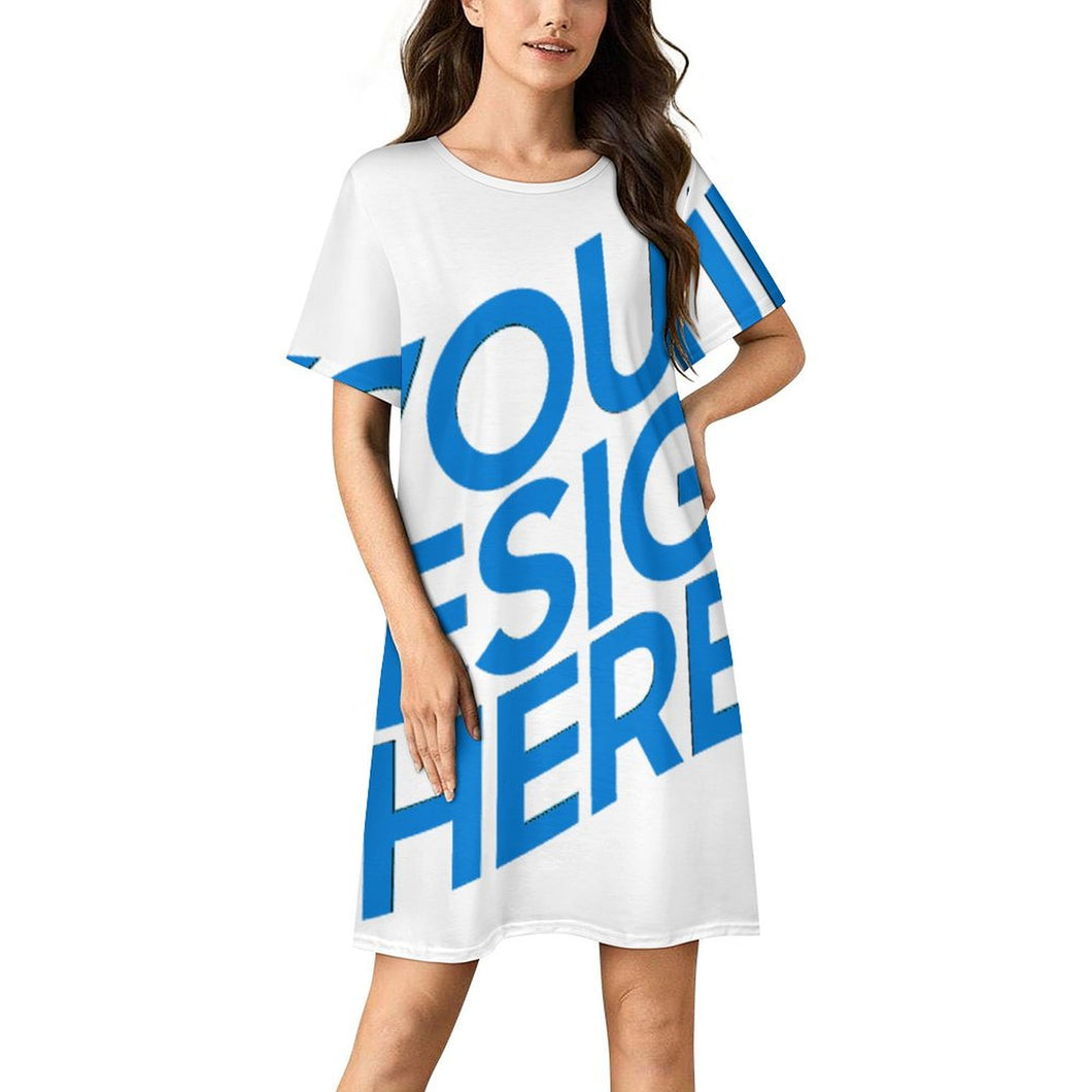 Chemise de nuit ample à manches courtes pour femme LM413 personnalisé avec photo texte prénom