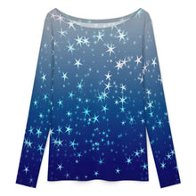Charger l'image dans la galerie, Big Round Neck Long Sleeved Shirt Stars, Blue, Gradients
