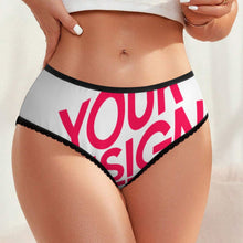 Charger l&#39;image dans la galerie, Culotte femme en dentelle LM500 personnalisée avec prénom motif texte (conception multi-images)
