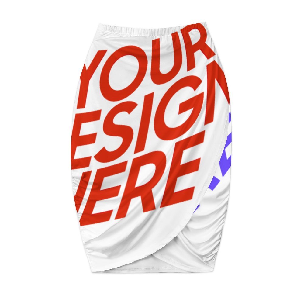 Jupe portefeuille pour femme jupe d'été jusqu'aux genoux NQ personnalisée avec prénom motif texte (conception multi-images)