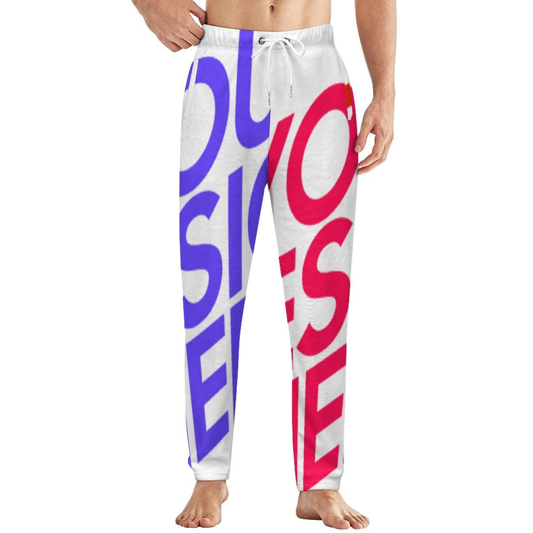 Pantalon de pyjama ample en peluche pour homme LM071 personnalisée avec prénom motif texte (conception multi-images)