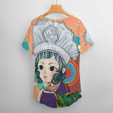 Charger l&#39;image dans la galerie, T-shirt Col V Femme Personnalisé Photo | Haut Fluide en Soie de Glace
