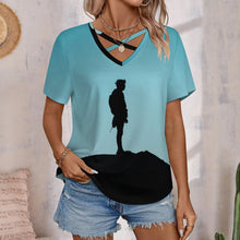 Charger l&#39;image dans la galerie, T-shirt Col V Croisé Femme | Haut Personnalisable &amp; Confortable
