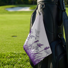 Charger l'image dans la galerie, Golf Towel with Hanging Loop Purple, Butterfly, Reed Style 41x61cm
