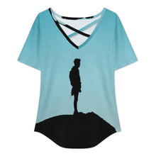Charger l&#39;image dans la galerie, T-shirt Col V Croisé Femme | Haut Personnalisable &amp; Confortable
