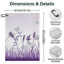 Charger l'image dans la galerie, Golf Towel with Hanging Loop Purple, Butterfly, Reed Style 41x61cm
