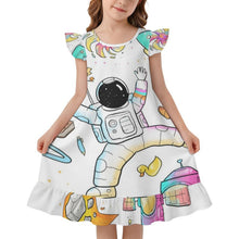 Charger l'image dans la galerie, Floral Edge Nightgown Astronauts, Spaceflights, Spaceships, Children's Fun
