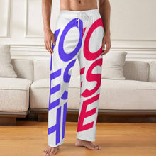Charger l&#39;image dans la galerie, Pantalon de pyjama ample en pur coton pour homme imprimé intégral LM071 personnalisée avec prénom motif texte
