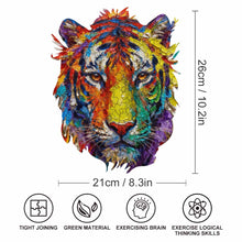 Charger l'image dans la galerie, Puzzle en bois irrégulier en forme de tête de tigre personnalisé avec photo texte prénom

