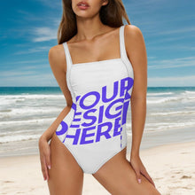 Charger l'image dans la galerie, Maillot de bain 1 pièce pour femme à col carré SDS505 personnalisé avec photo texte prénom (conception une image)
