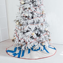 Charger l&#39;image dans la galerie, Jupe de sapin de Noël Couverture de sapin de Noël (bordure rouge) (même image des deux côtés) personnalisé avec photo texte prénom
