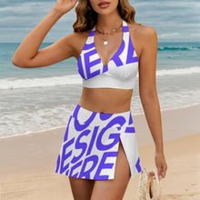 Charger l'image dans la galerie, Ensemble maillot de bain deux pièces mini-jupe fendue femme 308977 personnalisé avec photo texte motif (conception une image)
