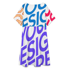 Charger l&#39;image dans la galerie, Robe mi-longue d&#39;été pour femme à manches courtes et col ras du cou, robe décontractée B16Q personnalisée avec prénom motif texte (conception multi-images)
