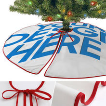Charger l&#39;image dans la galerie, Jupe de sapin de Noël Couverture de sapin de Noël (bordure rouge) (même image des deux côtés) personnalisé avec photo texte prénom

