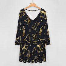 Charger l'image dans la galerie, Robe Grande Taille Femme Col V - Manches Longues (S-8XL)
