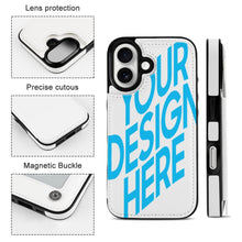 Charger l&#39;image dans la galerie, Étui de protection en cuir TPU pour iPhone 16 avec fonction support pour étui pliable personnalisée avec prénom motif texte
