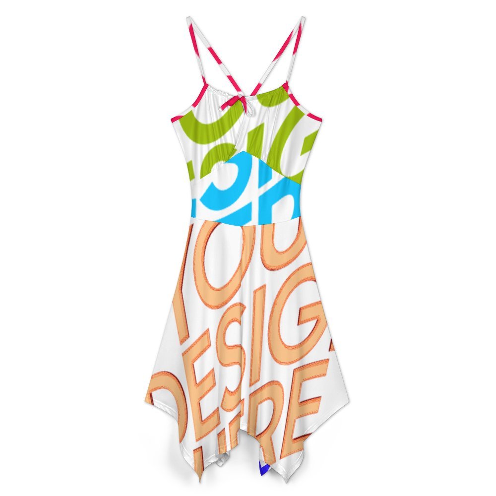 Robe midi à bretelles spaghetti pour femme 52XLD177 personnalisée avec prénom motif texte (conception multi-images)