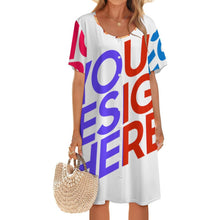 Charger l&#39;image dans la galerie, Robe boutonnée à manches courtes pour femme LM501 personnalisée avec prénom motif texte (conception multi-images)
