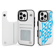 Charger l&#39;image dans la galerie, Étui de protection en cuir TPU pour iPhone 16 avec fonction support pour étui pliable personnalisée avec prénom motif texte
