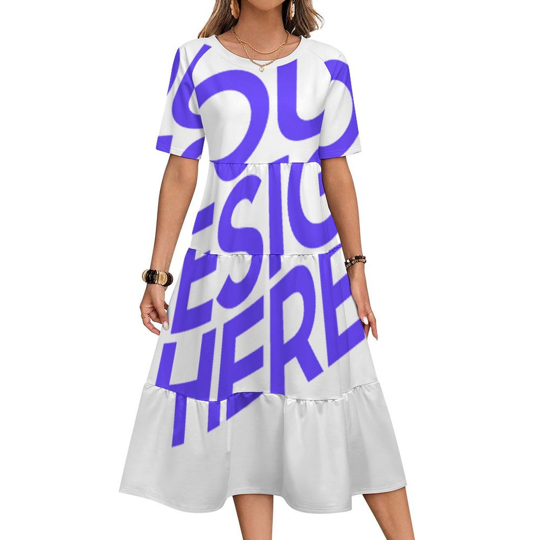 Robe longue à col rond et manches courtes pour femme MWL784 personnalisé avec photo texte prénom