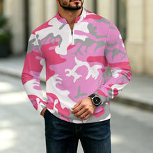 Charger l'image dans la galerie, Standing Collar Long-sleeved Pullover Pink Camouflage
