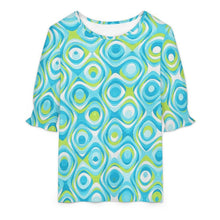Charger l'image dans la galerie, Sleeveless T-shirt with A Cut-out Design Aqua Blue, Swirling, Abstract

