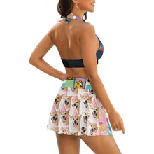 Charger l'image dans la galerie, Ensemble maillot de bain deux pièces mini-jupe fendue femme 308977 personnalisé avec photo texte motif (conception multi-images)

