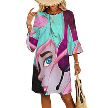 Charger l'image dans la galerie, Robe Femme Manches à Volants Col Rond — Personnalisable par Impression
