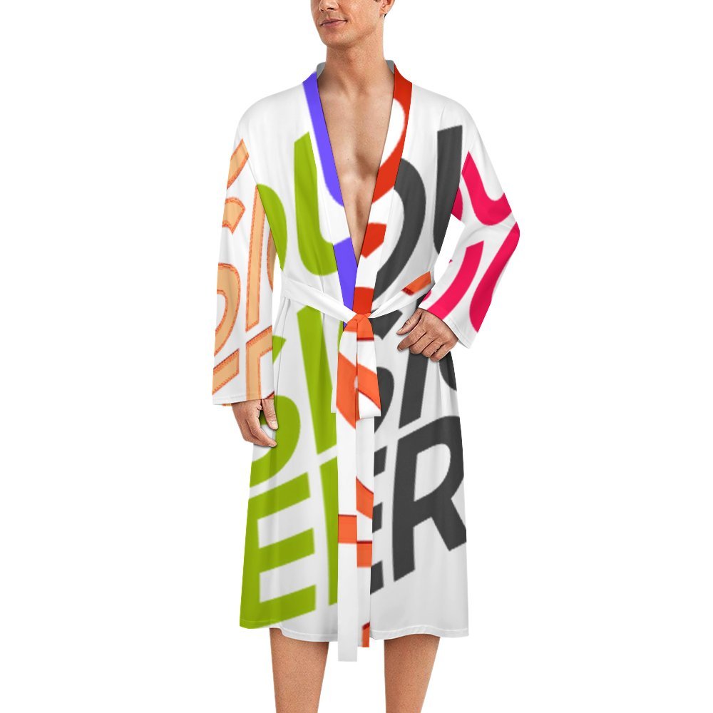 Peignoir homme LM003 peignoir de pyjama fin et confortable personnalisée avec prénom motif texte (conception multi-images)