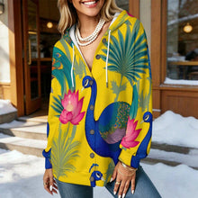 Charger l'image dans la galerie, Hooded Long-sleeved Sweater Peacock, Lotus
