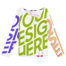 Charger l&#39;image dans la galerie, T-shirt ample à manches longues et col incliné XVL pour femme personnalisée avec prénom motif texte (conception multi-images)
