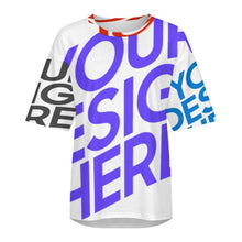 Charger l&#39;image dans la galerie, T-shirt col ras du cou pour femmes S28Tmanches coudées décontracté ample épaules tombantes personnalisé avec photo texte prénom

