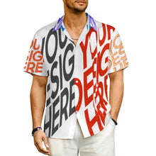 Charger l&#39;image dans la galerie, Chemise plissée homme manches courtes coupe décontractée LM005 personnalisée avec prénom motif texte (conception multi-images)
