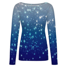 Charger l'image dans la galerie, Big Round Neck Long Sleeved Shirt Stars, Blue, Gradients
