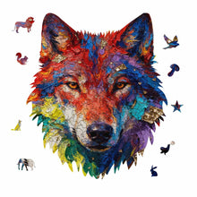 Charger l'image dans la galerie, Puzzle en bois irrégulier en forme de tête de loup personnalisé avec photo texte prénom
