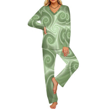 Charger l'image dans la galerie, Ensemble Pyjama Femme Personnalisé Col V Manches Longues
