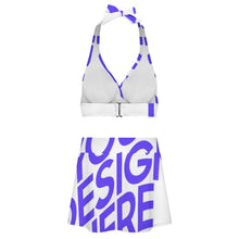 Charger l'image dans la galerie, Ensemble maillot de bain deux pièces mini-jupe fendue femme 308977 personnalisé avec photo texte motif (conception une image)
