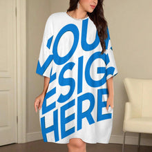 Charger l&#39;image dans la galerie, Robe pyjama t-shirt grande taille pour femme, grandes tailles LM475 personnalisé avec photo texte prénom (conception une image)
