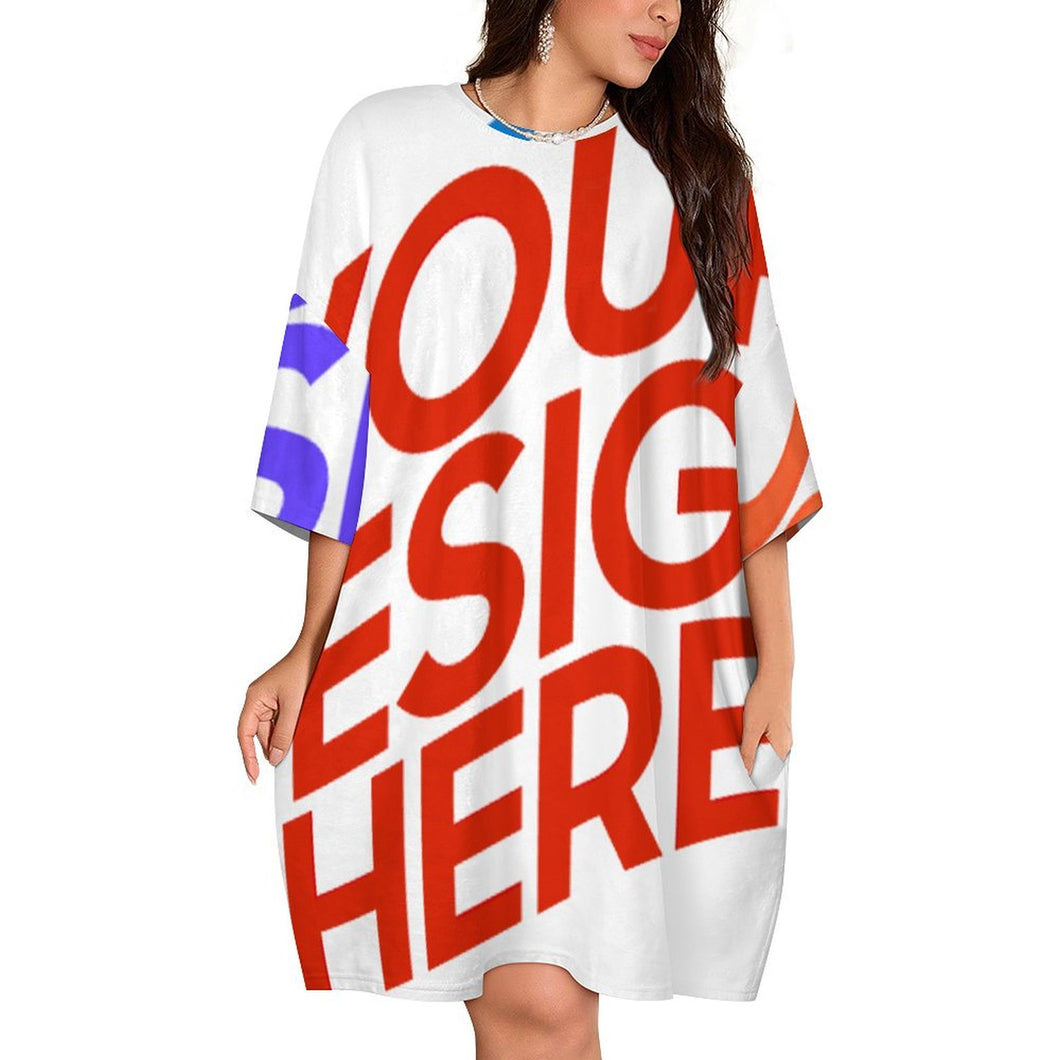 Pyjama t-shirt en peluche pour femme grandes tailles LM475 personnalisée avec prénom motif texte (conception multi-images)
