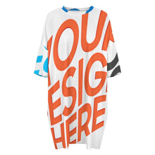 Charger l&#39;image dans la galerie, Chemise de nuit pyjama ample grande taille en soie glacée pour femme LM475 personnalisée avec prénom motif texte (conception multi-images)
