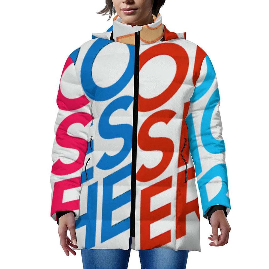 Veste matelassée en coton pour femme avec fermeture éclair MWL516 personnalisée avec prénom motif texte (conception multi-images)