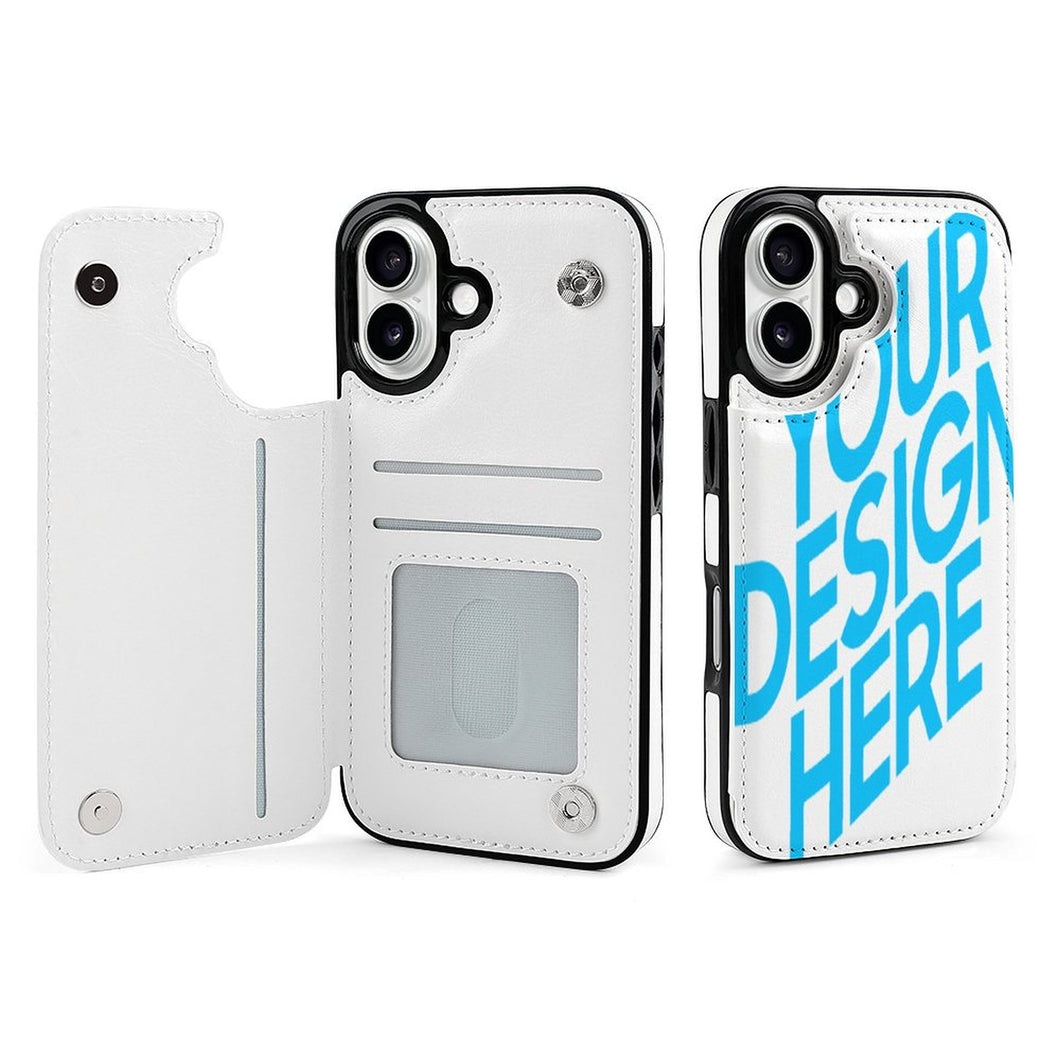 Étui de protection en cuir TPU pour iPhone 16 avec fonction support pour étui pliable personnalisée avec prénom motif texte