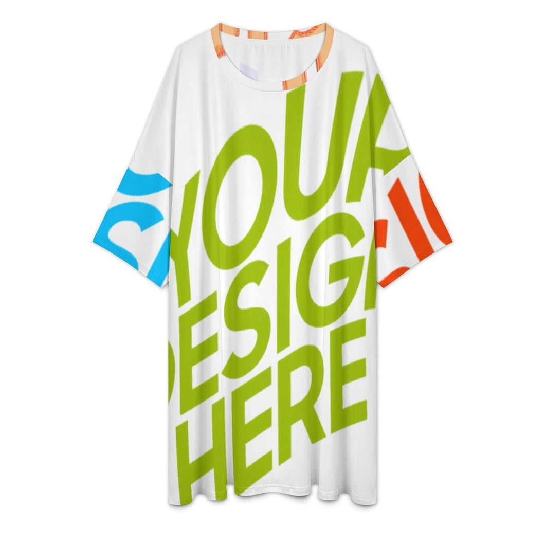 Robe à manches courtes irrégulière pour femme TXLD429 personnalisée avec prénom motif texte (conception multi-images)