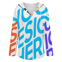Charger l&#39;image dans la galerie, Sweat à capuche manches longues col V femme C19H personnalisée avec prénom motif texte (conception multi-images)
